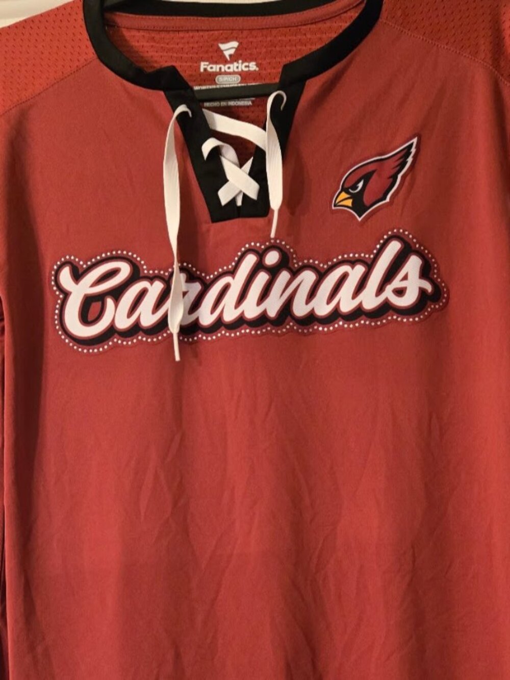 Women's Fanatics Arizona Cardinals Iconic Bling Athena Lace-Up V-Neck Tee